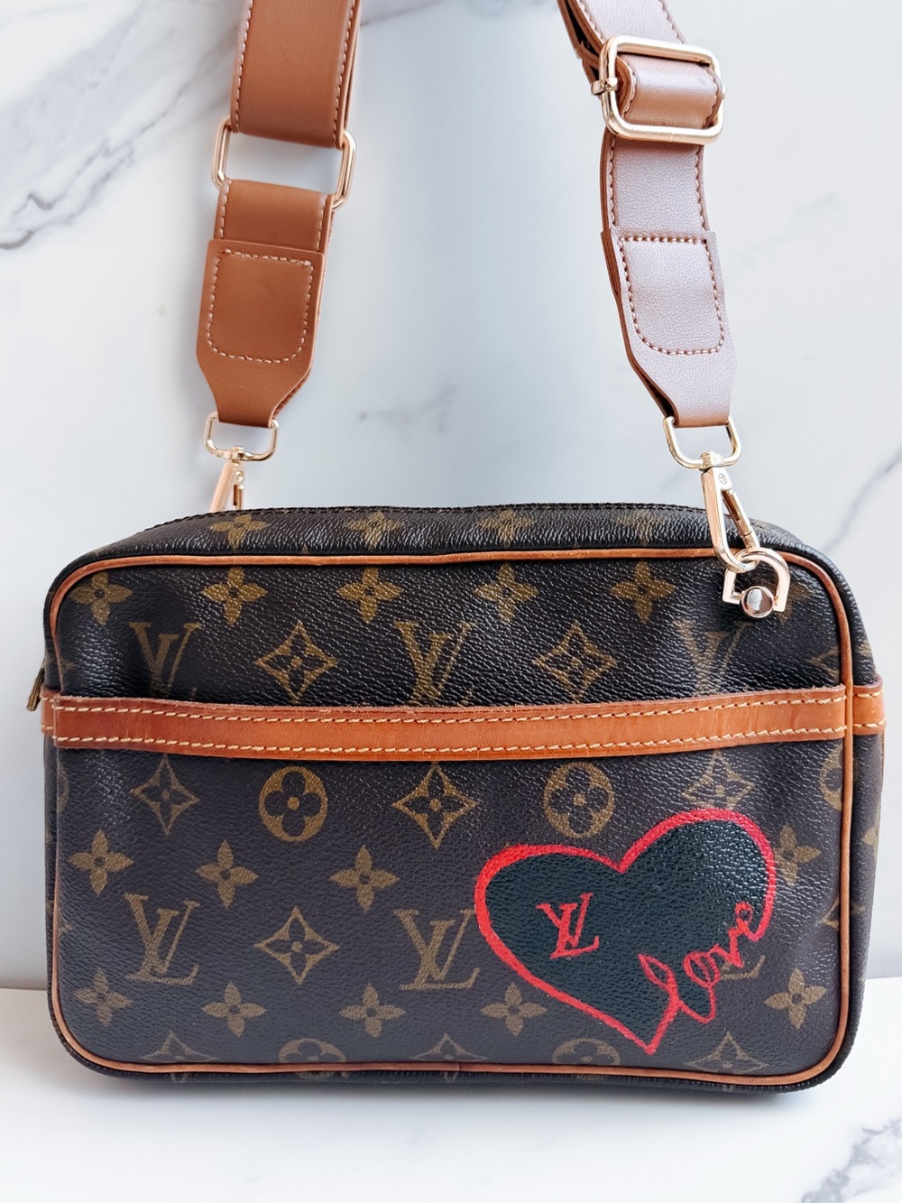 Louis Vuitton Brown Monogram painted Crossbody